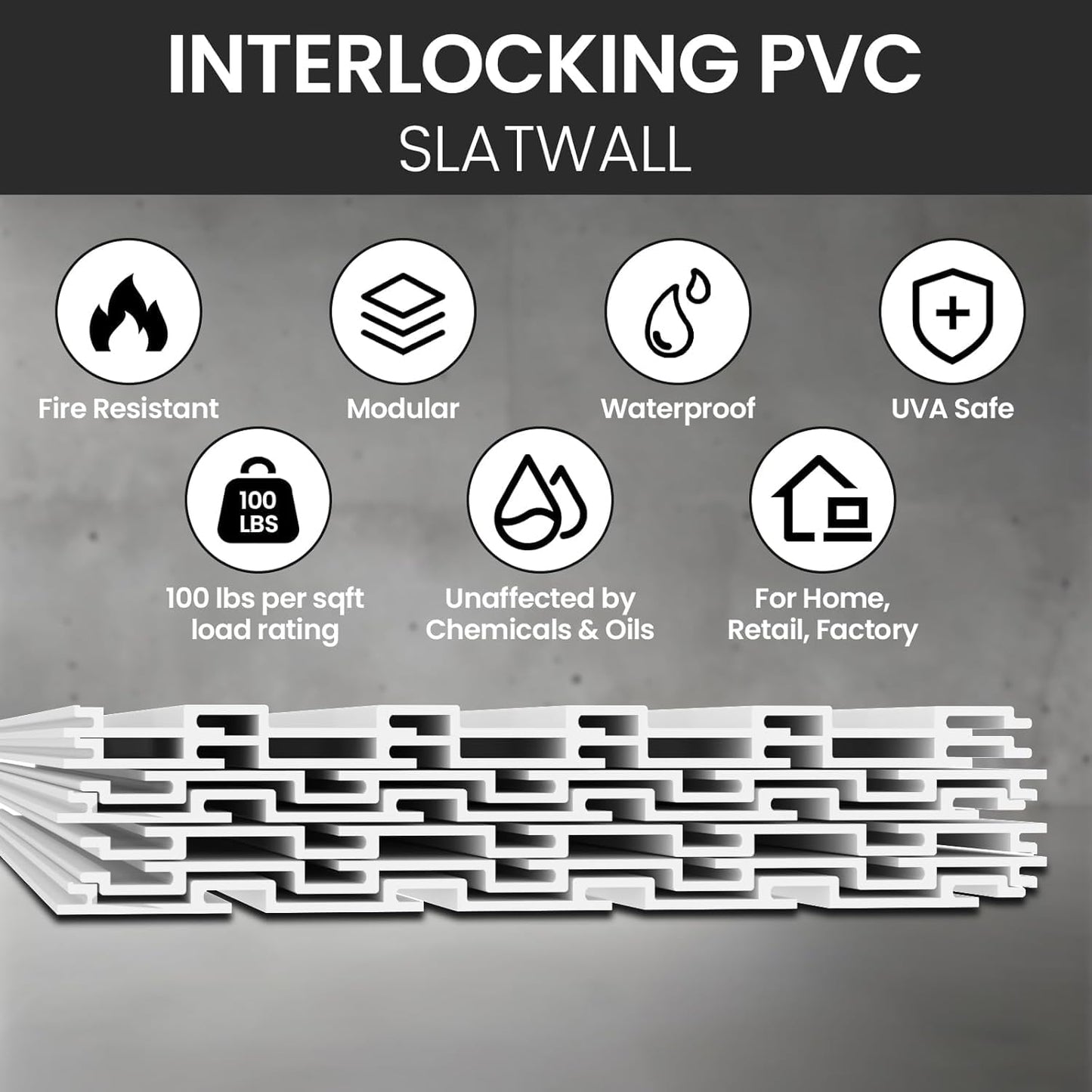 Noliven Slatwall Panel Wall Storage Systems, 4x8 ft Slat Wall Paneling Garage Wall Organizer with Five Hooks, Heavy Duty Wall Mounted PVC Wall Rack, White