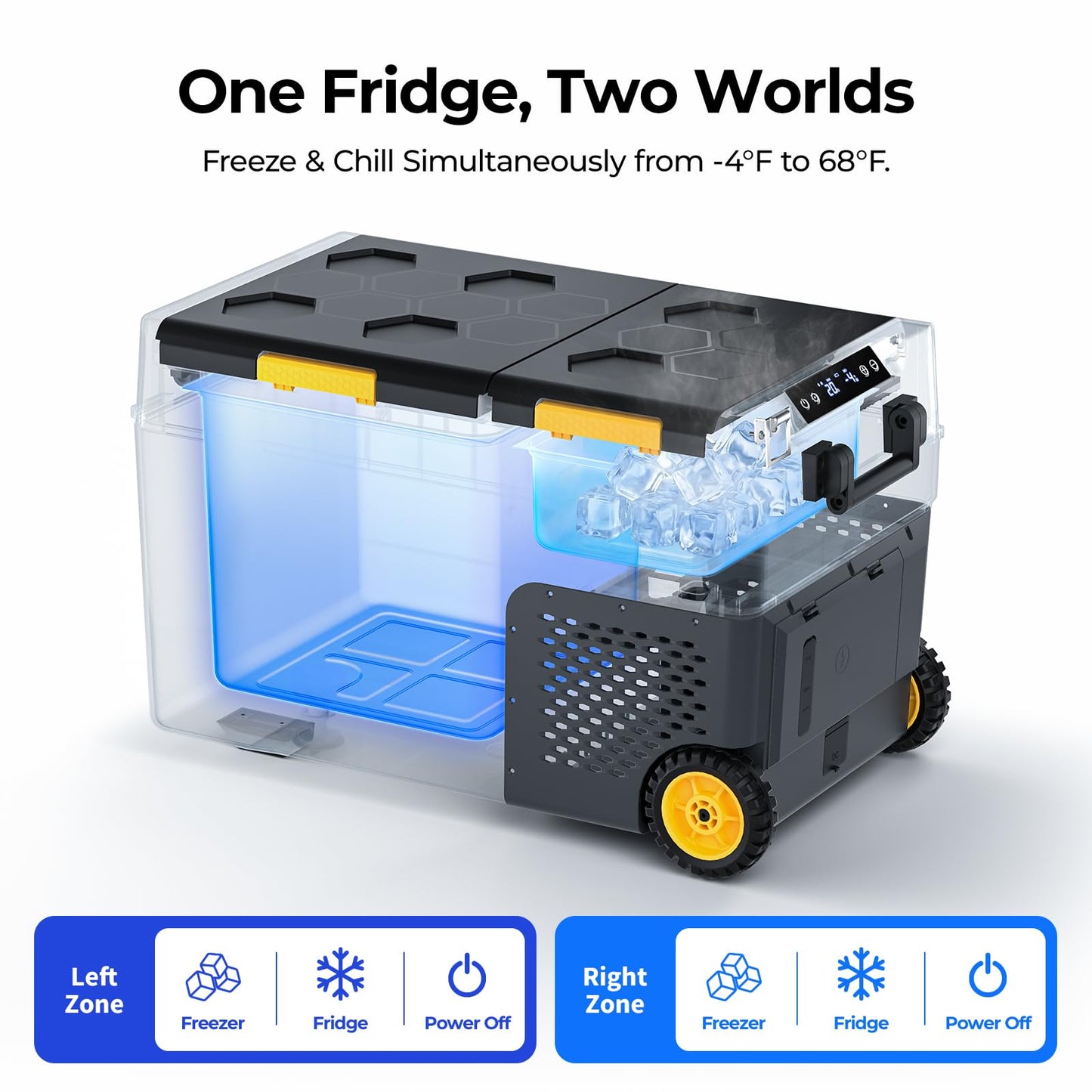 BougeRV 43 Quart Portable Fridge Freezer, 12 Volt Car Refrigerator, -4℉ to 68℉ Dual Zone Compressor Electric Cooler 12/24V DC, 110~240V AC for Overlanding, Camping, RV(2026 New Model: CRD2 V2.0)
