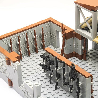 500+ Pcs Military Base Building Brick Sets Include Defence Base Guard Tower for Army Mini Figures Weapon Pack Accessories Kits Toys Guns Weapons Building Block Toy for Kids