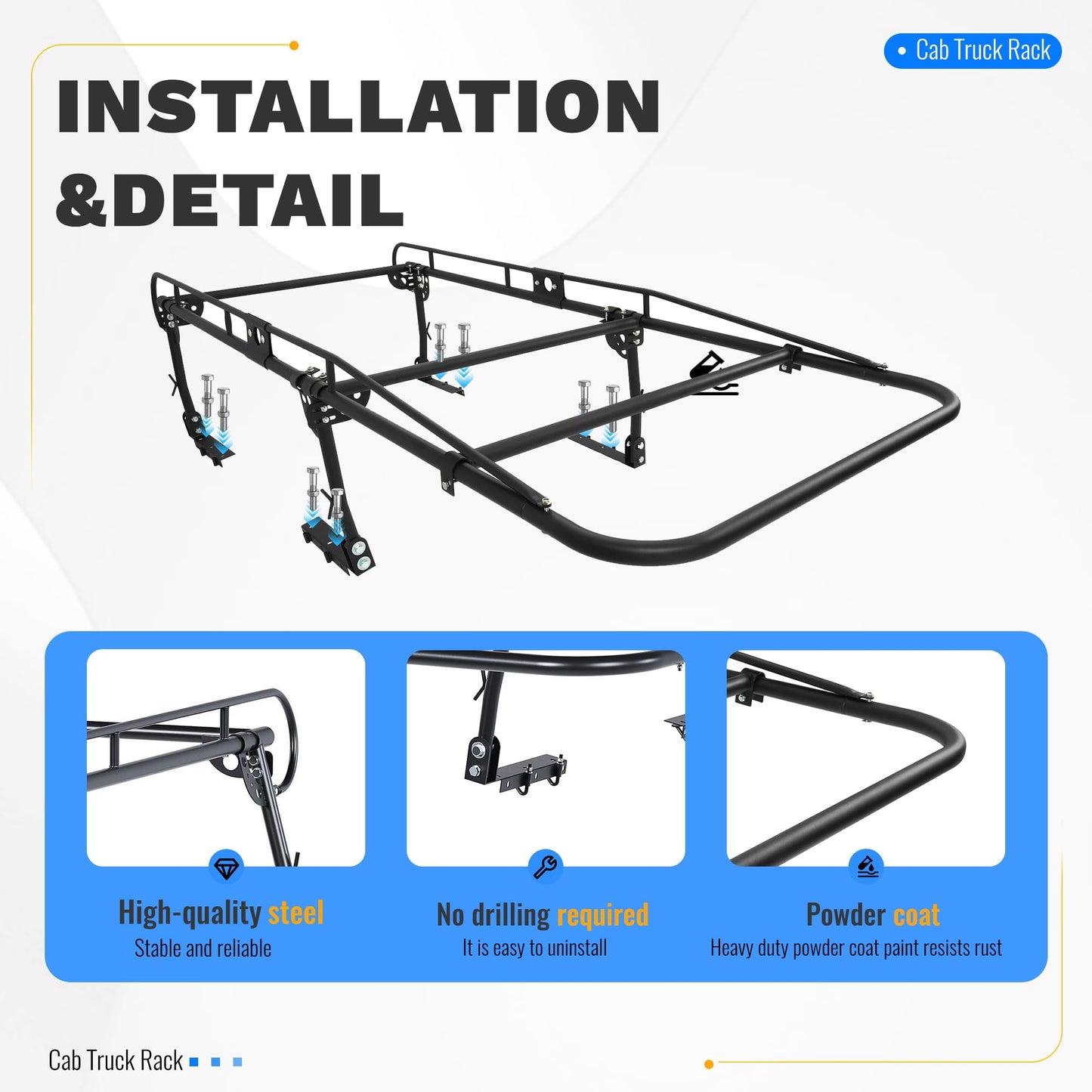 ALMULOO Adjustabl Truck Ladder Rack 60" W x 138" L x 34" H Universal Truck Pickup Bed Contractor Rack Heavy Duty Steel Lumber Utility Kayak Rack 1000lbs