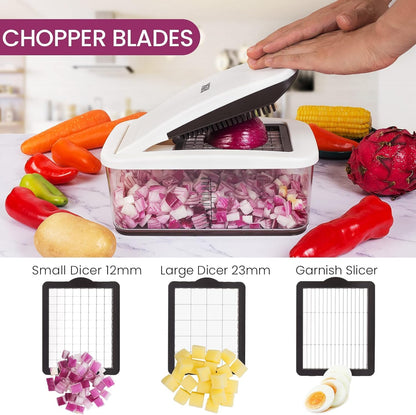 RüK Vegetable Chopper - Extra Large 10-in-1 Multifunctional Cutter with 6 Blades & 4 Spiralizers | Includes E-Recipes