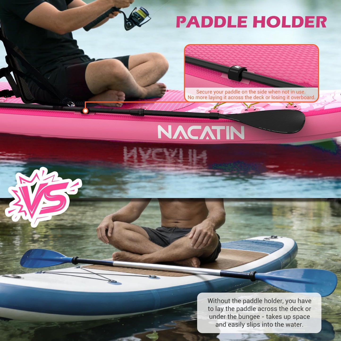 NACATIN Inflatable Stand Up Paddle Board for All Skill Levels, 10'6'' SUP Board for Adults with Non-Slip Deck, Full SUP Accessories & Storage Backpack, Great Stability for Lake, Ocean, Yoga & Fishing