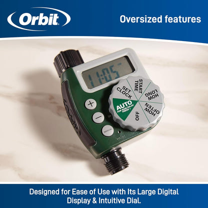 Orbit Programmable Digital Hose Watering Timer - Battery Powered with LCD Screen | 1 Outlet, Rain Delay Feature