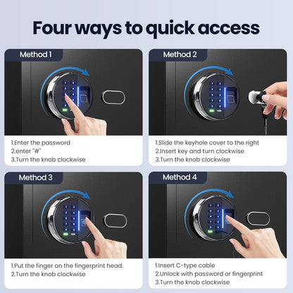 Grimtron 𝟐𝟎 𝐋𝐁 Smart Biometric Safe with Fingerprint Lock, Silent Mode, Backlit Keypad and LED Light, Small Caja Fuerte 𝐆𝐢𝐟𝐭𝐬 𝐟𝐨𝐫 𝐅𝐚𝐭𝐡𝐞𝐫'𝐬 𝐃𝐚𝐲(9.84"H x 9.84"D x 13.78"W)