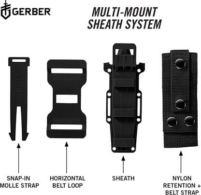 Gerber Gear StrongArm - Fixed Blade, Full Tang Knife - Camping Knife with Multiple Carry Options - Made in USA - Black, Serrated Edge
