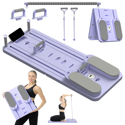 VigorEdge Pilates Board - Pilates Reformer Set, Multi-Purpose Foldable Pilates Reformer Board for Home,11 in 1 Pilates Equipment (Purple)