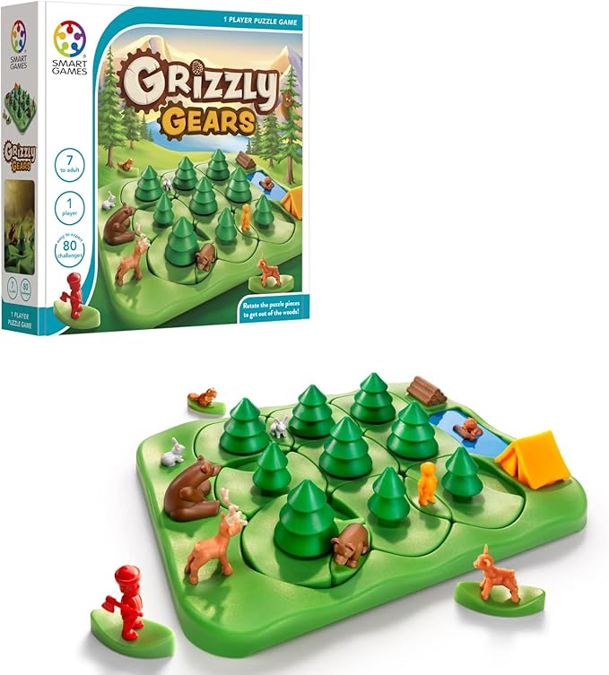 SmartGames Grizzly Gears – Rotating Maze Puzzle Game with 80 Challenges for Ages 7+