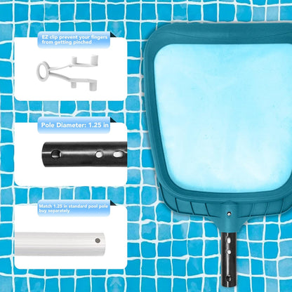 POOLWHALE Professional Pool Skimmer Net - Heavy-Duty Fine Mesh Leaf Cleaning Tool | Fast Debris Removal