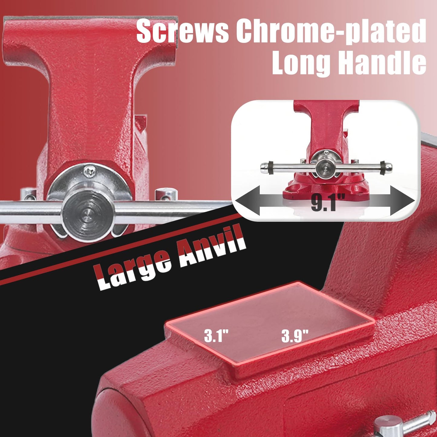 AROEDVISE 6" Bench Vise with 360° Swivel Base, 7" Jaw Opening, Heavy Duty Ductile Iron Workshop Vise with Anvil & Pipe Jaws, 72,000 PSI Clamping Tool for Garage, Metalworking & Repair (RDIV6)