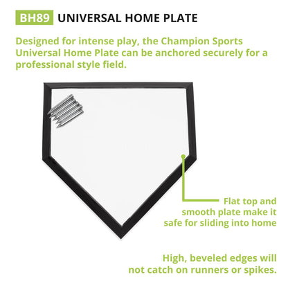 Champion Sports Universal Homeplate – Molded Rubber, Metal Bottom Home Plate with Ground Anchor and Spikes