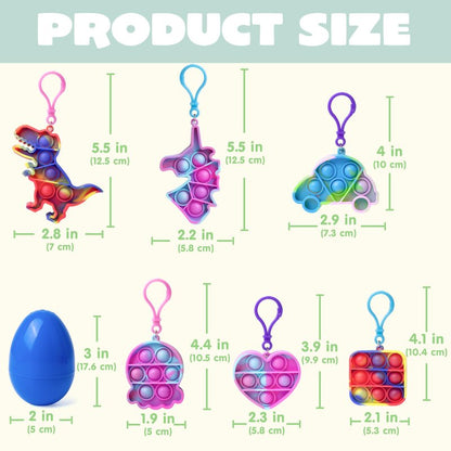 JOYIN 24 Pcs Pre Filled Easter Eggs with pop Keychain Toys for Easter Theme Party Favor, Pop Fidget Stress Relief Squeeze Bubble for Eggs Hunt, Classroom Exchange and Game Prize Supplies