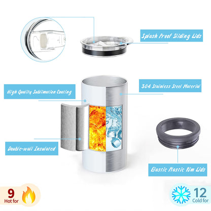 12 Pack16 OZ 4-in-1 Skinny Can Cooler Double Wall Stainless Steel Insulated Can Holder, Sublimation Slim Skinny White Stainless Steel Can Cooler,Sublimation Tumbler