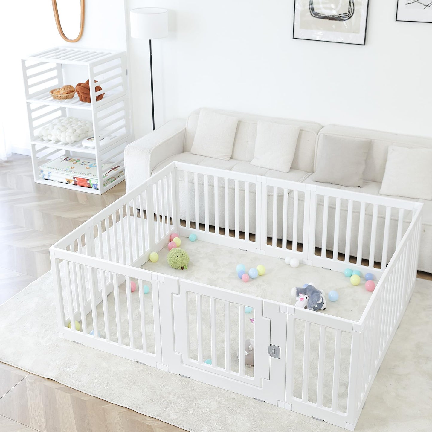 Gupamiga Playpen Baby Playard Portable Baby Fence Play Area Indoor Outdoor Kids Activity Center Playpen Playground Hoop for Indoor and Outdoor Use (12 Panels)
