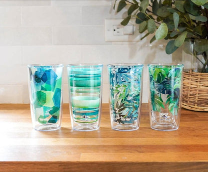 Tervis Yao Cheng Green Crystal Made in USA Double Walled Insulated Tumbler Travel Cup Keeps Drinks Cold & Hot, 16oz 4pk, Green Collection