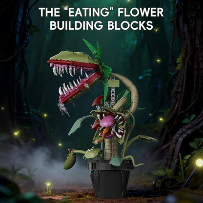 Carnivorous Monster Plant Building Set Venus Flytrap Model Kit for Adults &amp Teens Articulated Cannibal Flower with Do Not Touch Pot Creative Botanical Decor &amp Gamer Room Display Gift