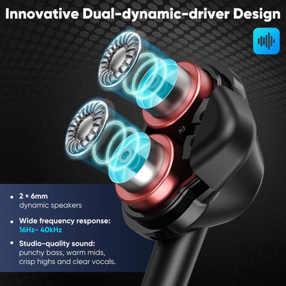 USB-C Wired in-Ear Earbuds, Dual Driver Hi-Fi Headphones with Mic, Noise Isolating Fit, Deep Bass, 5 ft Long Tangle-Free Cable, for iPhone 17 16 15/Android/Samsung Phone, Laptop