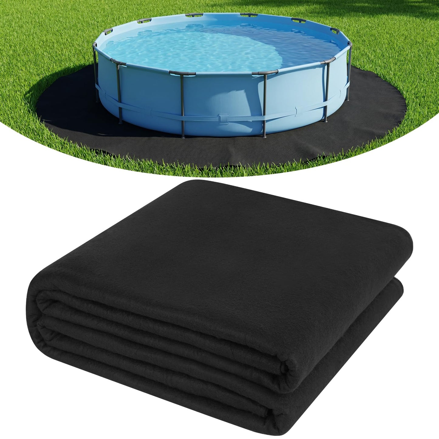 Winnergo 30 FT Round Pool Liner Pad for Above Ground Pools, Durable Pool Mat with Geotextile Material for Pool Bottom Strong Eco-Friendly Padding Under Pool Pad Protection,Prevents Punctures,Black