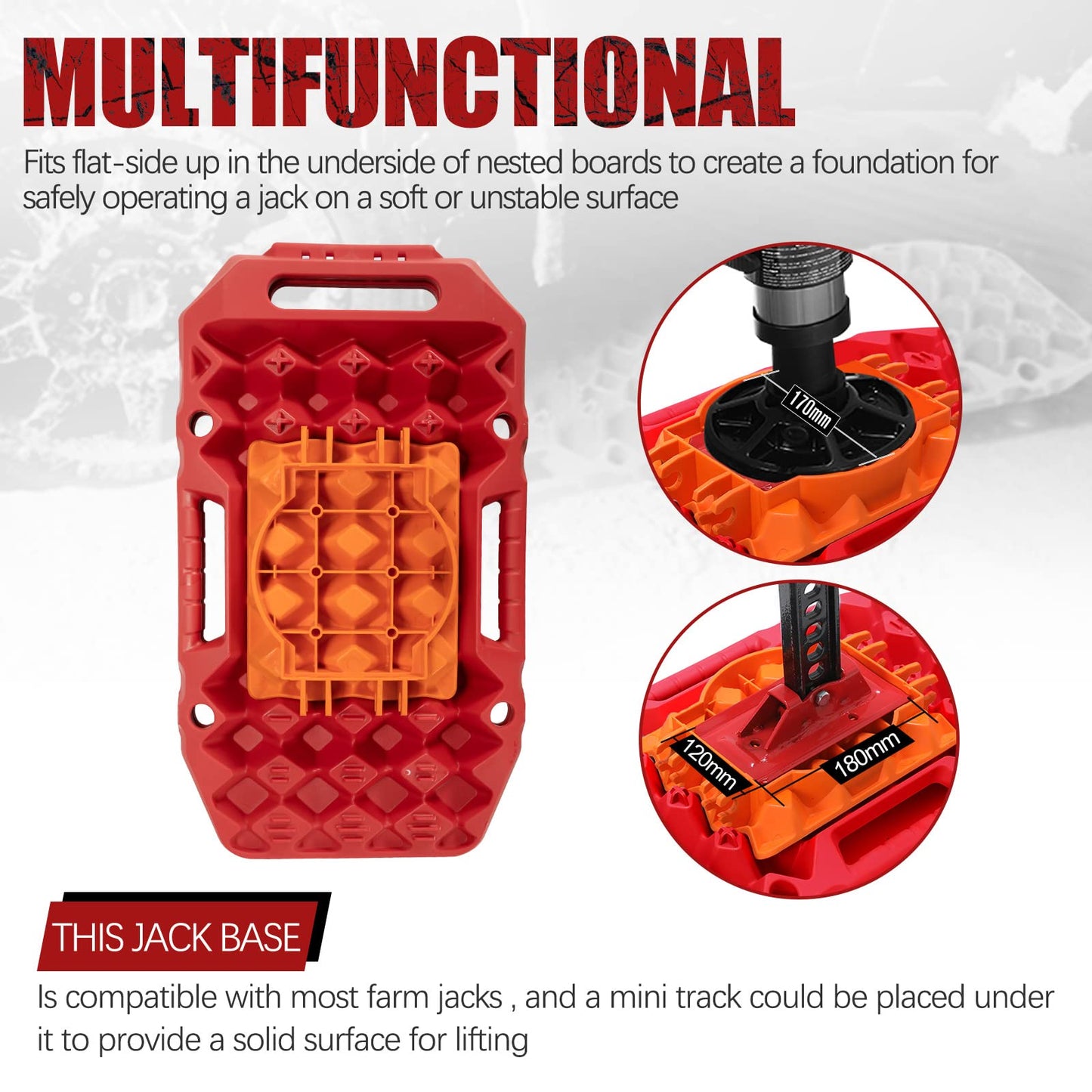 BUNKER INDUST Offroad Traction Boards with Jack Base + 1"×30ft Kinetic Recovery Rope with 2 Soft Shackles Kit