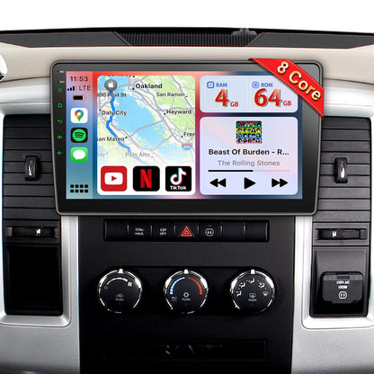8 Core Car Radio 64G for Jeep Wrangler JK Compass Grand Cherokee Dodge Ram Upgrade Stereo Wireless CarPlay Android Auto,10 '' Touchscreen Head Unit GPS WiFi AM/FM SWC