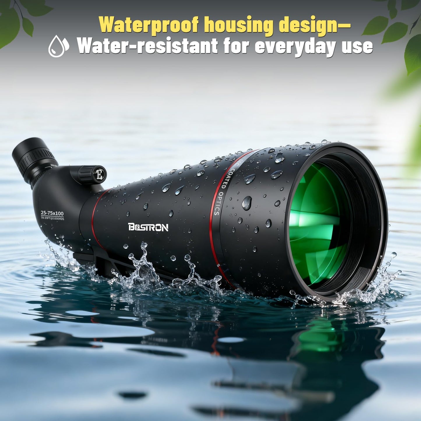 BOSTRON 25-75x100 Spotting Scope, BAK4 FMC Waterproof Spotter Scope with Tripod Phone Adapter, for Target Shooting Hunting Wildlife Bird Watching