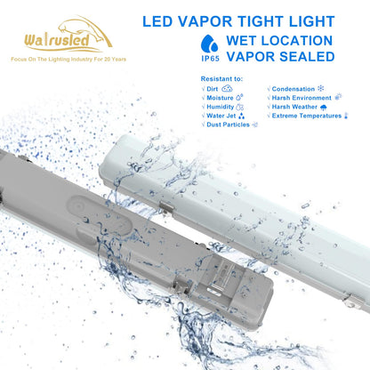 2FT LED Vapor Tight Light, IP65 IK08, 10W(1250lm)/20W(2500lm), 3/4/5000K CCT Selectable, 100-277V, Outdoor Waterproof Shop Light, Vapor Proof Lighting Fixture for Carport Parking Garage, FCC 2-Pack