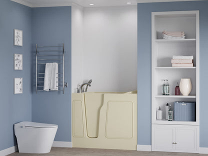 ANZZI Walk In Tub 46'' x 26" in Beige with Quick Fill Tub Filler Faucet & Handheld Shower Sprayer, Left Drain, ADA Compliant, Therapeutic, Wide Door, No Electrical Wiring - AMZ2646LBS