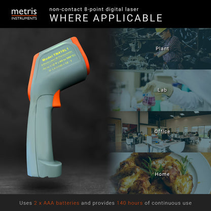 Metris Instruments Digital Infrared Thermometer Gun Laser Temperature Gauge for Cooking, Grill, Pizza Oven, HVAC Tools, 8-Point, 76o to 932o F [-60o to 500o C] 12:1 D:S Ratio, Model TN418L1