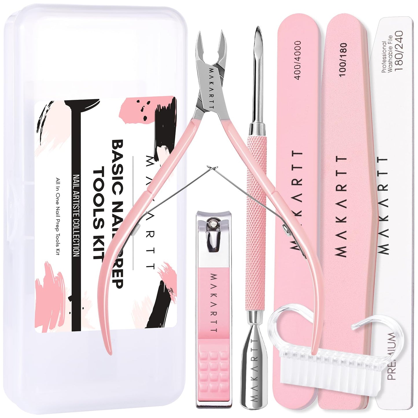 Makartt Cuticle Trimmer with Cuticle Pusher, Silver Nail Trimmer Nail Care Manicure and Pedicure Kit with Stainless Steel Cuticle Nipper and Dual End Nail Pushers for Home Salon Use (Pack of 3 PCS)