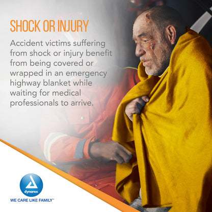 Dynarex Emergency Highway Blanket - Premium, Disposable and Water Repellent, Provides Full Coverage, Highly Visible for Safety, Yellow, 54” x 80”- 1 Case of 25 Emergency Highway Blankets