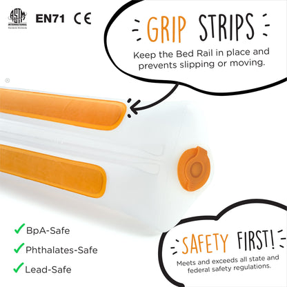 Shrunks Inflatable Bed Rail for Toddlers, Kids, Adults, and Elderly | Portable Bed Bumper for Toddler Travel or Home | Blow Up Bed Guard Rail for Twin, Full, Queen, King Size Beds (1 Pack)