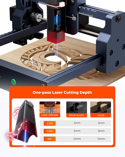 ACMER S1 2500mW Laser Engraver Machine, Higher Accuracy Lazer Cutter and Engraving Machine with Working Area 130x130mm,0.04mm Laser Spot Engraving Machines & Tools For Wood Metal,Leather