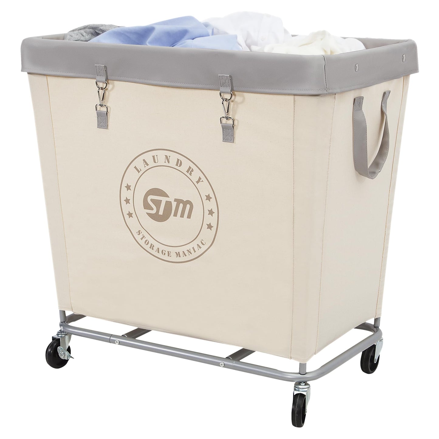 STORAGE MANIAC Umbrella Drying Rack and Large Industrial Laundry Cart Set - Robust Laundry Solution with Ample Capacity and Versatile Storage Options for Homes, Hotels, and More