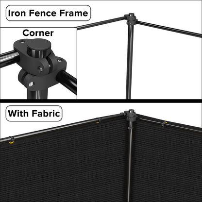 INFRANGE 6'x24' Privacy Fence Kit Freestanding Mesh Screen with Iron Poles Temporary Fencing Outdoor Patio Backyard Divider Dog Air Conditioner Trash Fence Black Custom