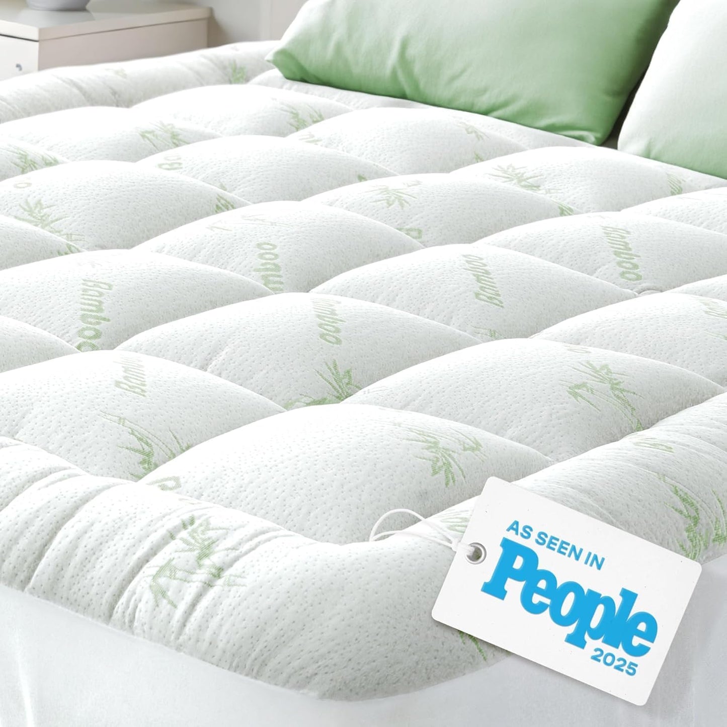 Niagara Sleep Solution Ultra Soft King Size Mattress Topper - Bamboo Viscose Pillow Top for Back Pain Relief | Naturally Cooling, Sage