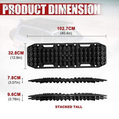 BUNKER INDUST Vehicle Offroad Recovery Kit, Pair Traction Boards Black + Synthetic Soft Shackle with Winch Ring
