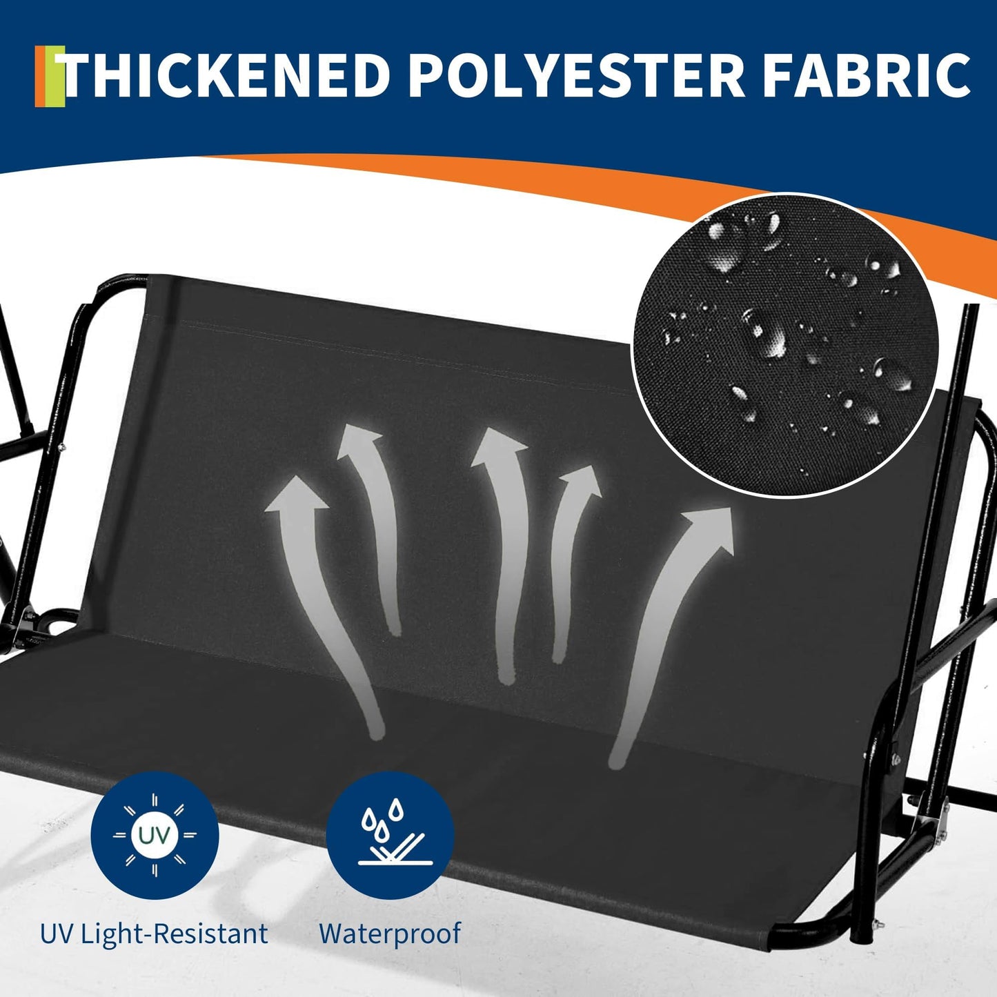 GarveeHome Outdoor Swing Chair with Adjustable Canopy, 3-Person Outdoor Patio Swing Chair with Heavy Duty Stand, Convertible Glider Swing Chairs for Deck, Lawn, Backyard, or Porch, Grey