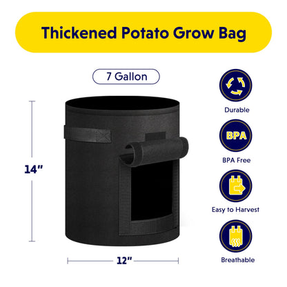 iPower Potato Grow Bags with Flap 7 Gallon 6 Pack, Garden Planting Pot with Durable Handle and Harvest Window, Thickened Nonwoven Fabric Container for Potato, Tomato, Carrot, Vegetable and Fruits