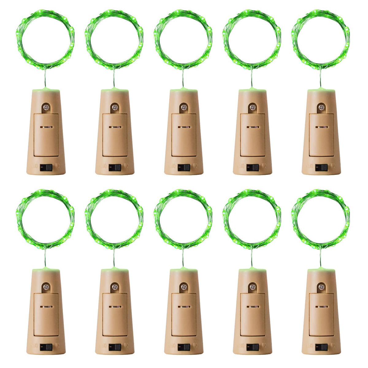 Aluan 20 LED Wine Bottle Lights, Waterproof Mini Cork Lamp, Green, Model BL00, Fairy String Lights for Party Wedding Decoration