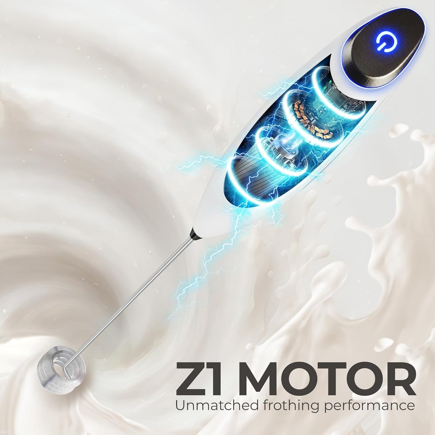 Zulay Kitchen Tornado Triple Whisk Milk Frother - Handheld Foam Maker for Coffee & Lattes - White & Black