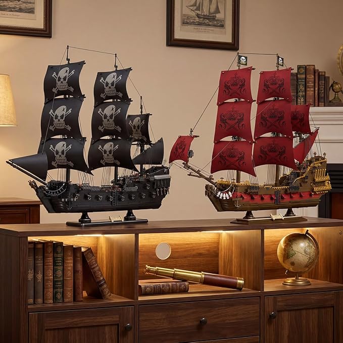 Miabrixbrix Queen Anne's Revenge Pirate Ship Model Kit Length 90cm Pirates Building Boat Set for Adults &amp Collections Enthusiasts Display Ship with Detachable Decks 4400+PCS