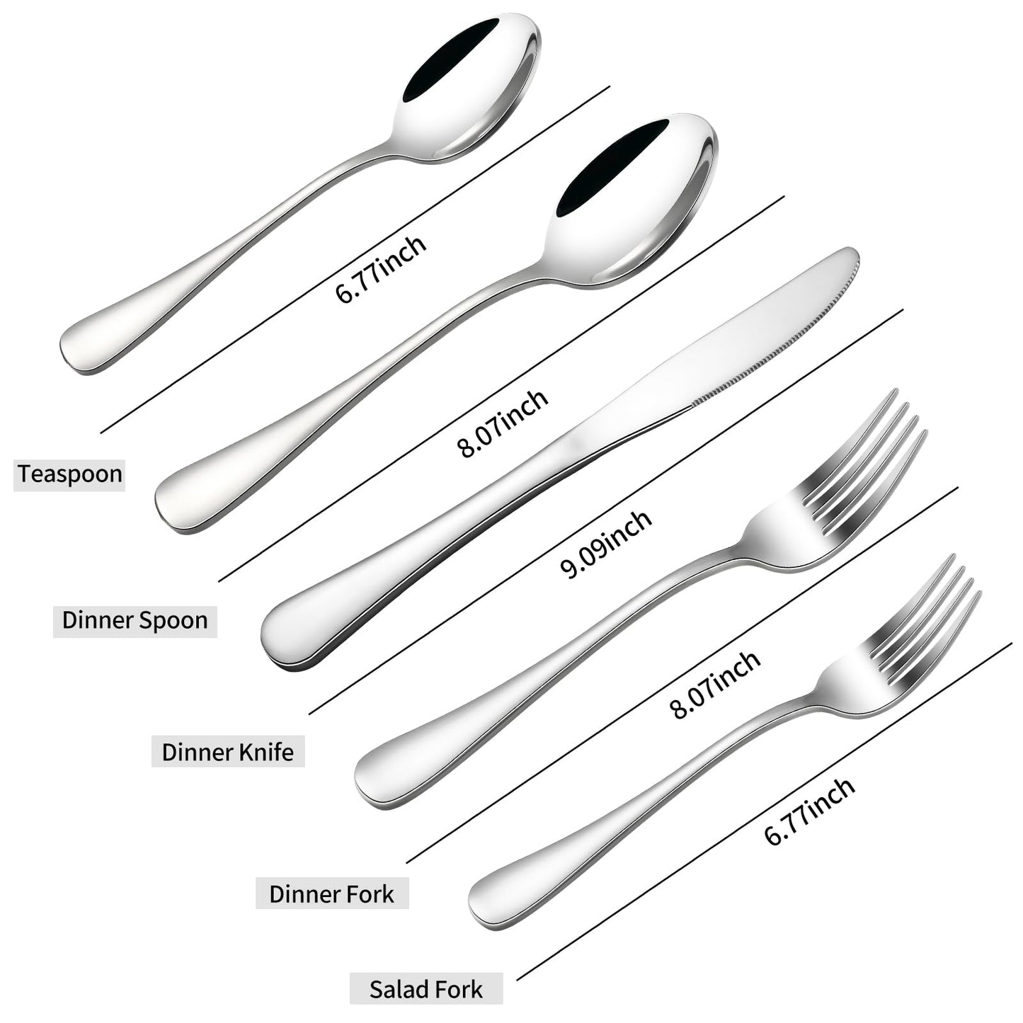 40-Piece Silverware Set, CXJY Stainless Steel Flatware Cutlery Set Service for 8, Utensils Include Knife Fork Spoon, Mirror Polished, Dishwasher Safe