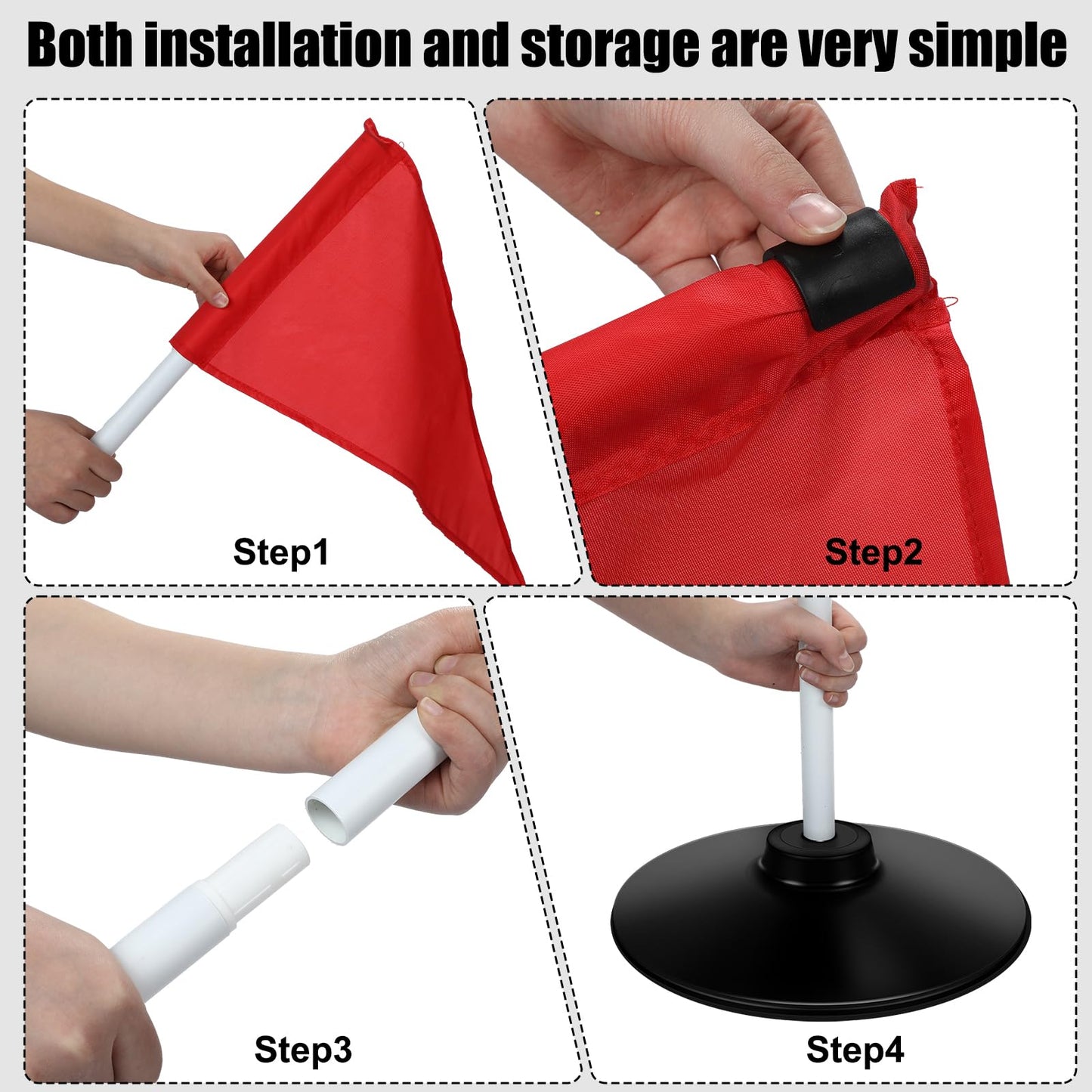 HunnmingRe 4 Pcs Soccer Corner Flags with Bag 60 Inches High Corner Flags for Soccer Field Indoor and Outdoor Training Grounds