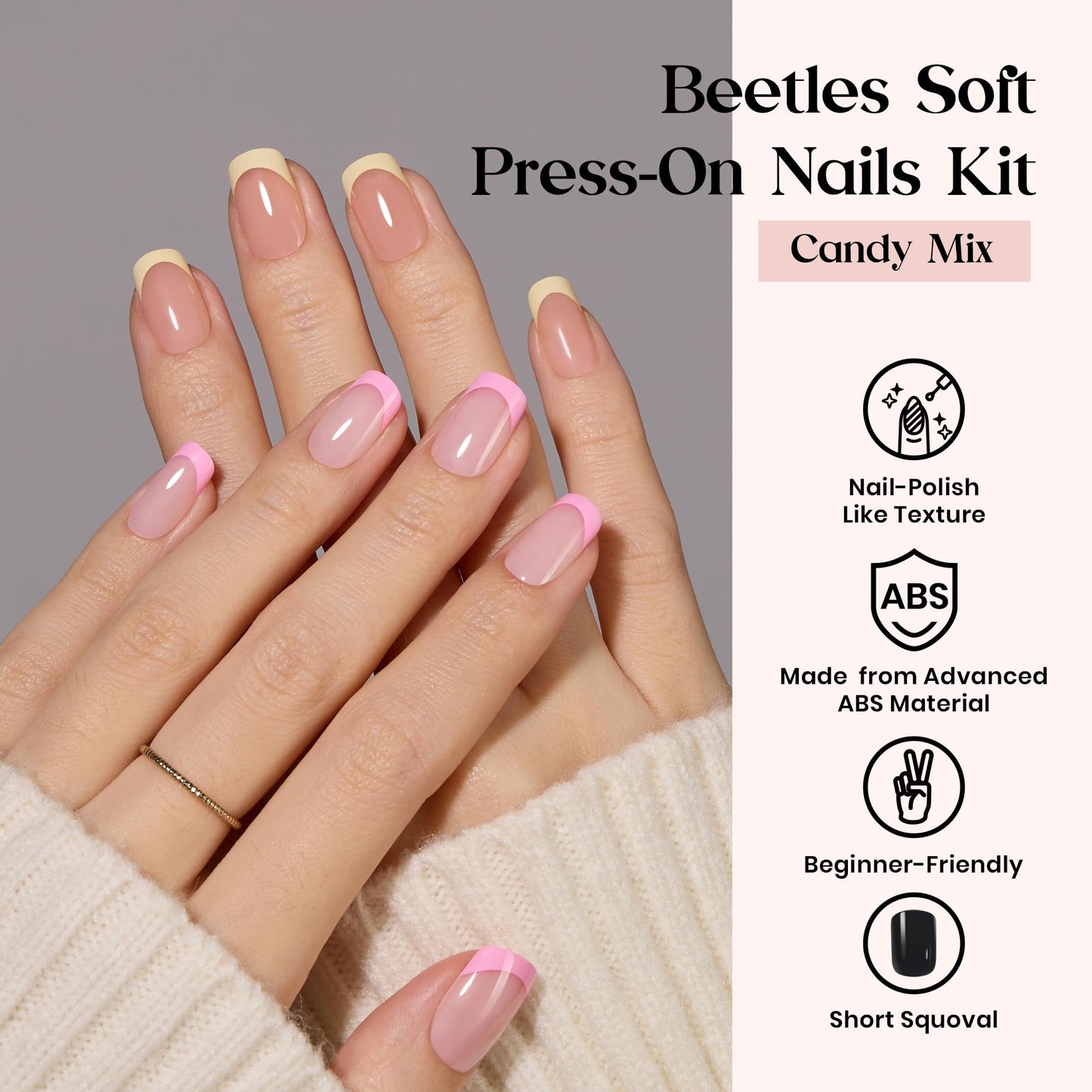 Beetles Press on Nails Kit 720Pcs 24 Colors, Press on Nails Short Almond Glossy Matte Glitter With Nail Glue & Nail Tabs Stickers, Natural Fit Lightweight Fake Nails Kit Art For Women Girls
