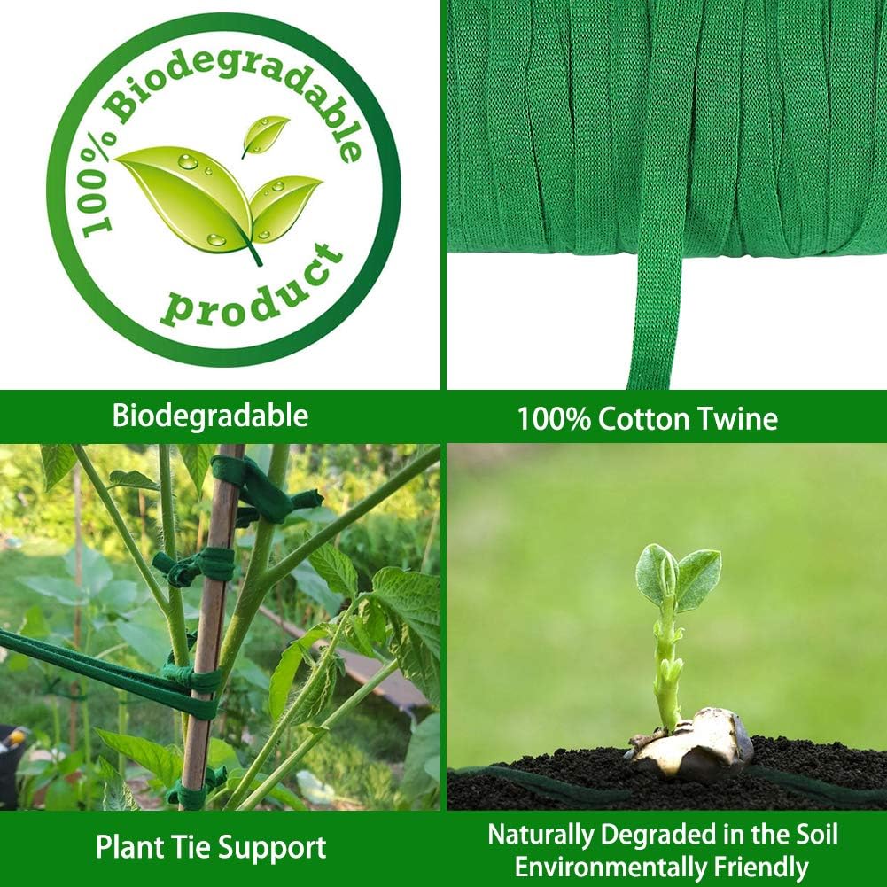 Skiennix Plant Ties - 164 Feet Biodegradable Green Garden Twine for Tomato Plants & Climbing Vines