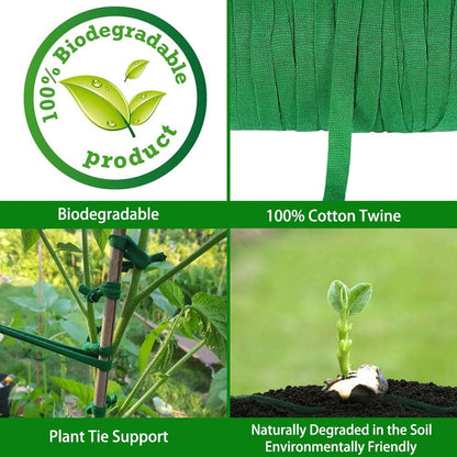 Skiennix Plant Ties - 164 Feet Biodegradable Green Garden Twine for Tomato Plants & Climbing Vines