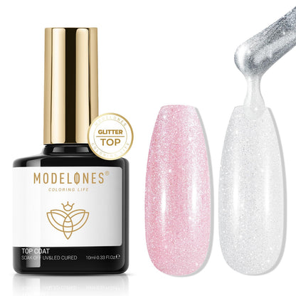 modelones Builder Nail Gel with Gel Top Coat, 3Pcs Clear Builder Nail Kit for Thickening Apex Building Extension Rhinestone Gel Tips Glue, U/V LED Lamp Cured for Home DIY Salon Girls
