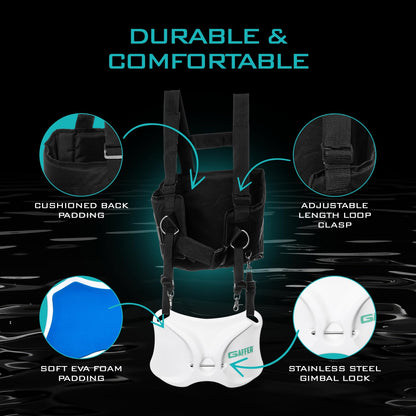 GAFFER SPORTFISHING Adjustable Fishing Belt & Shoulder Harness - Safety Buckle with Foam-Padded Straps Fish Rod Holder