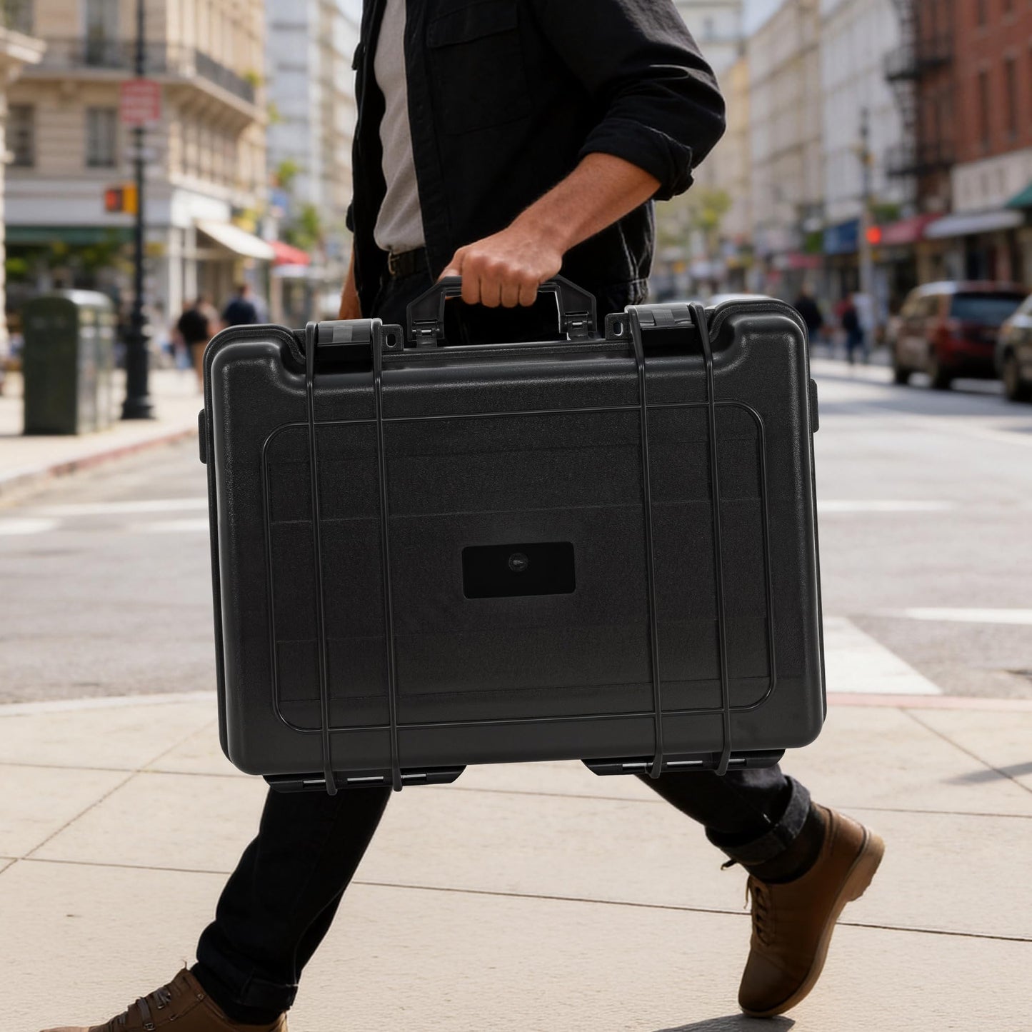 Hard Carrying Case,Shockproof Storage Box with Customizable Foam,Portable Protective Tool Box for Microphone,Recorder,Electronics,Tools,Cameras,Equipment and More, 21.5" x 17.3" x 6"