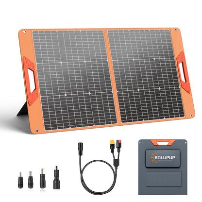 SOLUPUP 100W Portable Solar Panel for Power Station, 23.5% High Efficiency Foldable Solar Charger with DC/XT60/Anderson Cable, QC3.0 USB Outputs, IP65 Waterproof for Outdoor Camping RV Off-Grid