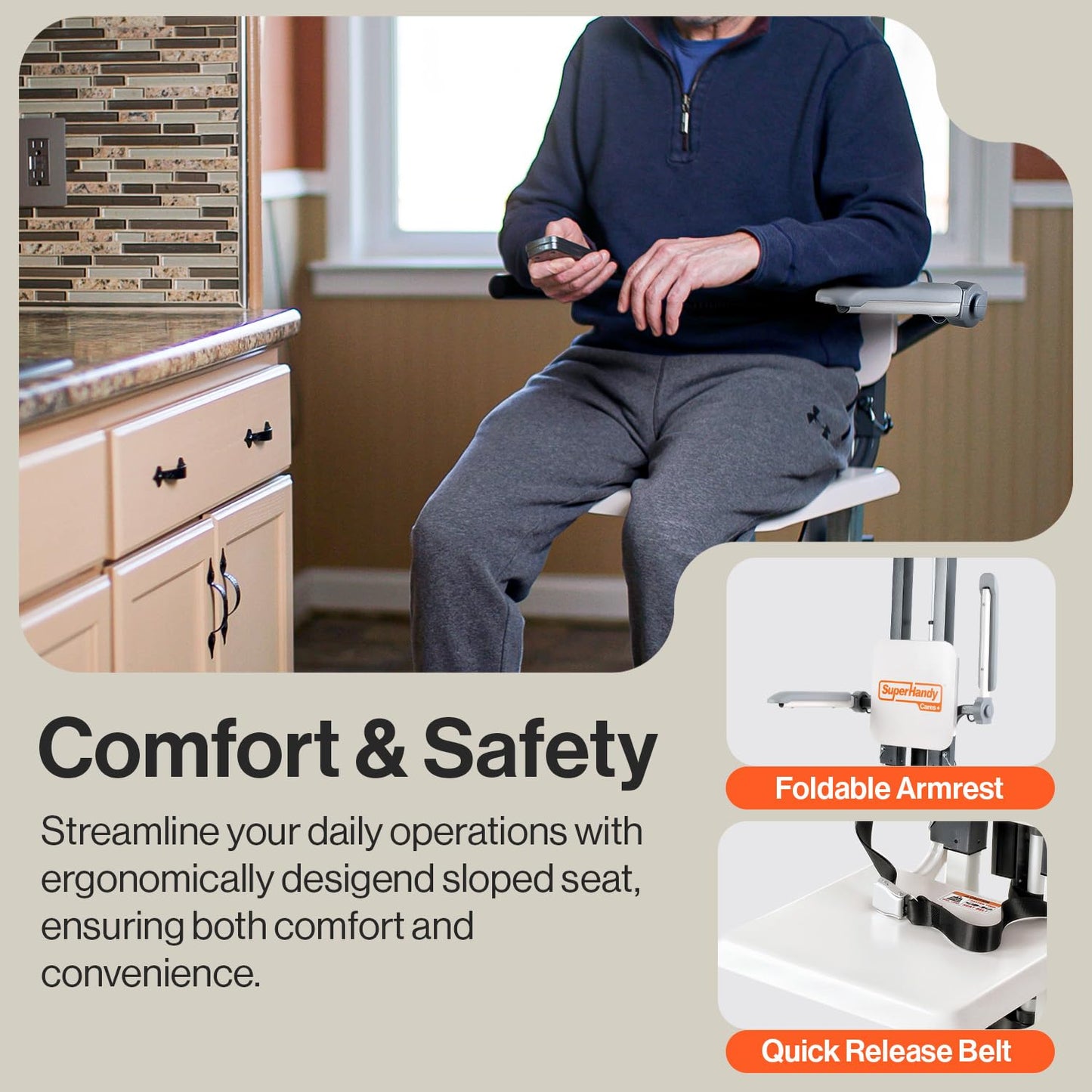 SuperHandy GoRise Electric Floor to Stand Lift – 500 Lbs Capacity, Standing Assistance, Portable, Adjustable, Ergonomic, Easy Storage, Patent Pending (FS (Floor Lift))